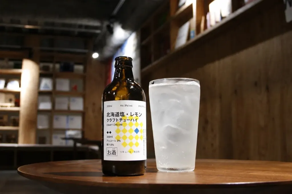 北海道塩・レモンクラフトチューハイとグラス